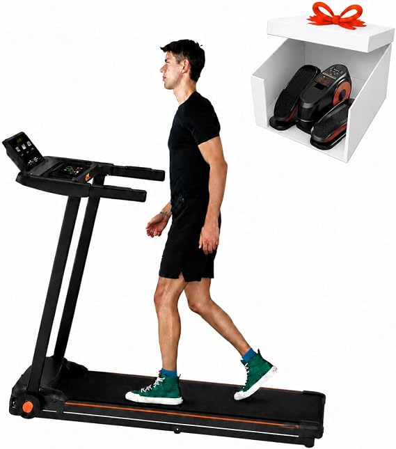 Foldable Walking Pad Treadmill with Incline and Handle Bar, 3.5HP 400lbs Capacity Compact Treadmill for Home Office Use, Portable Treadmills with 12 Workout Programs & LED Display