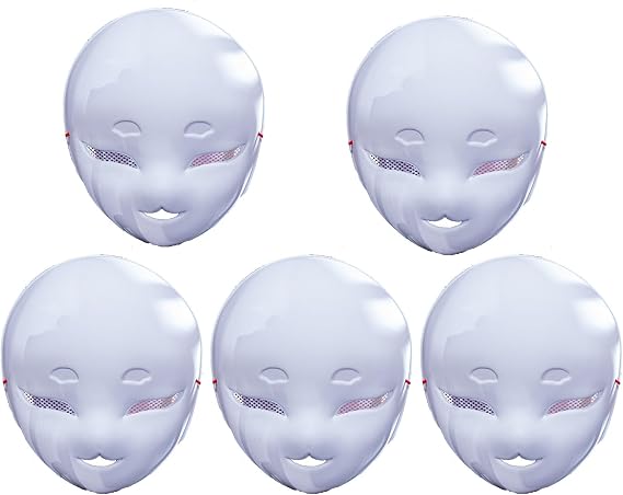 5Pcs DIY Full Face Anime Animal Mask,Funny Paintable Fursuit Head Base,Wearable Kawaii Party DIY Therian Gear Stuff Accessories