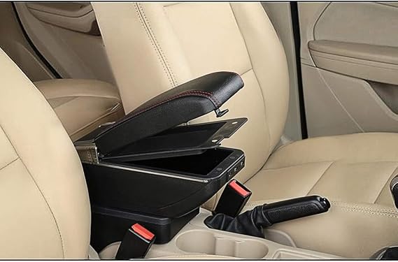 Universal Car Center Console Armrest Box Interior Fittings Storage Organizer with Cup Holder & Ashtray & 7 USB Ports Black