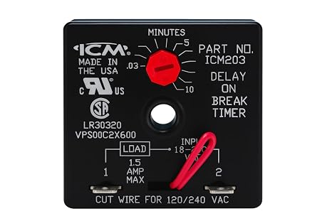 ICM Controls ICM203 Delay on Break Timer | ICM203B Universal Voltage Anti Short Cycle Compressor Protection Relay | 18 to 240 VAC | Adjustable 1.8 to 600 Seconds | ICM 203 B