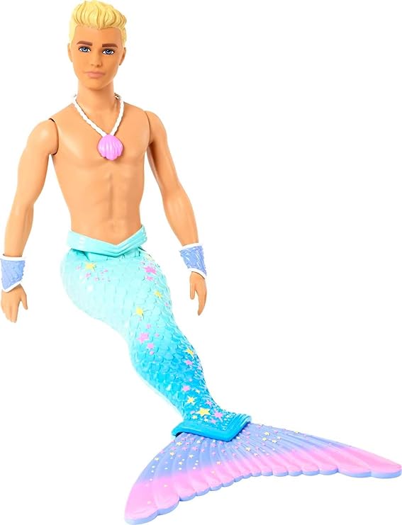 Mattel - Barbie Dreamtopia: Ken Merman Doll with Blonde Blue Rainbow Tail