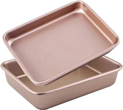 Small Cookie Sheet 8.66 X 6.66 Inch 2 Pcs Mini Baking Pan Toaster Oven Replacement Tray Nonstick Thicken Heavy Carbon Steel No Warp Magnetic Bakeware