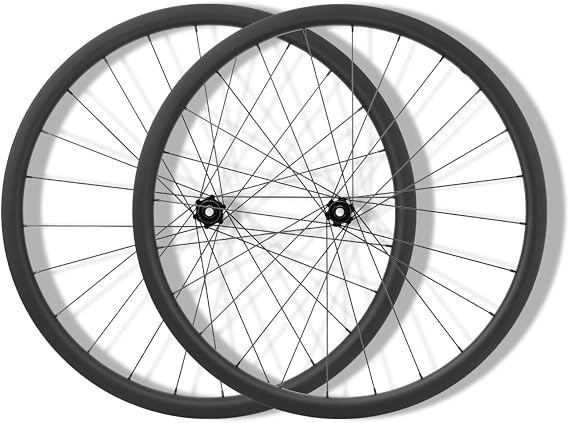 700C Carbon Fiber Road Bike Wheelset Height 28MM/32MM/35MM/38MM/42MM/45MM/50MM/55MM/60MM/65MM/73MM Thru Axle Center Lock Disc Brake 24H Hubs For 8/9/10/11/12 Speed Cassette(32MM)