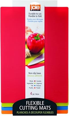 Joie Color Coded Flexible Cutting Mats, Non-Slip Base, Minimal Kitchen Accessory, Easy Food Disposal