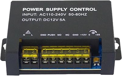 Power Supply Control,AC 110-240V to DC 12V 5A,Voltage stabilized UPS Power Supply Unit,for Door Access Control System, Video Doorbell, Electric Strike Lock, Bolt Lock, Magnetic Lock