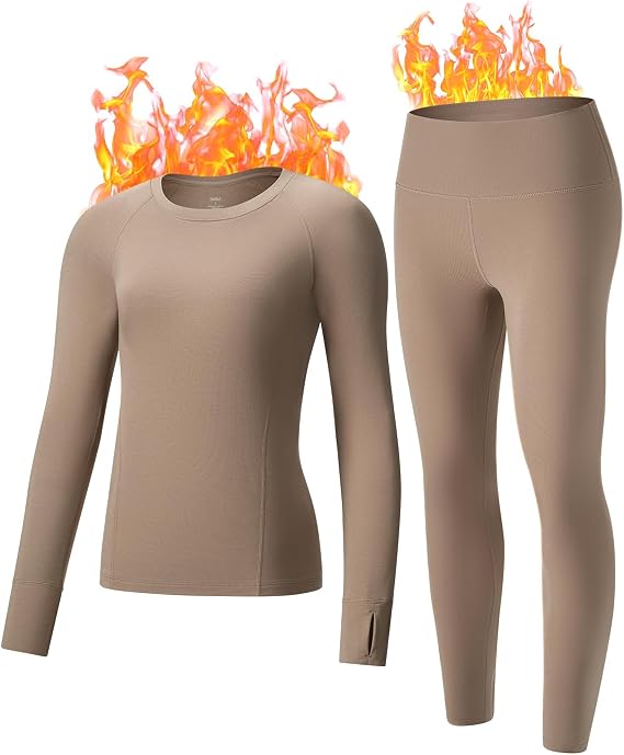 Thermal Underwear Women, Micro Fleece Lined Base Layer Set | Ultra-Soft Long Johns Top and Bottom, Thermal Set for Winter, Layering, Everyday Warmth (S-XXL)