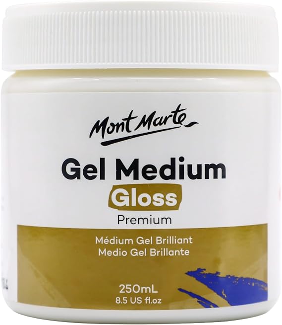 Mont Marte Premium Gel Medium Gloss 8.5oz (250ml), Suitable for Acrylic Paints