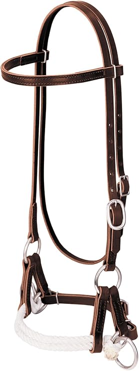 Weaver Leather Deluxe Latigo Leather Side Pull, Double Rope, Burgundy, Average