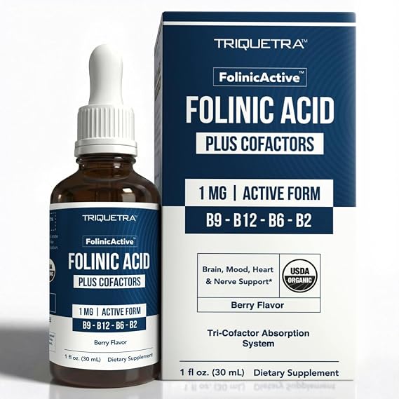 FolinicActiveTM Organic Folinic Acid Liquid Drops, 1700mcg with B12, B6 & B2