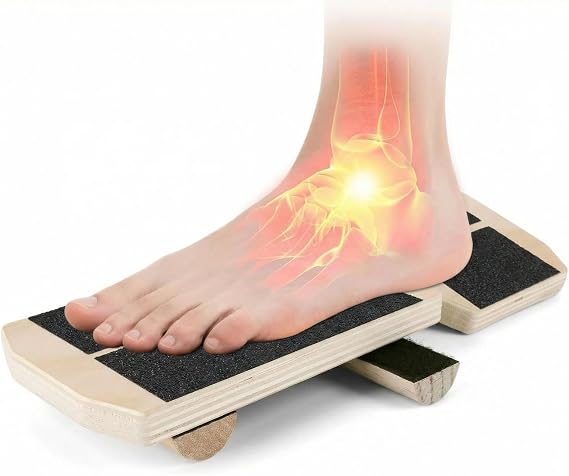 Single Leg Ankle Balance Board, Wooden Wobble Board for Foot Strength & Stability – Balance Trainer for Sprained Ankle Prevention, Home Gym