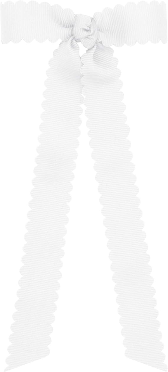 Wee Ones Mini Grosgrain Bowtie with scalloped edge, knot wrap and streamer tails 8"