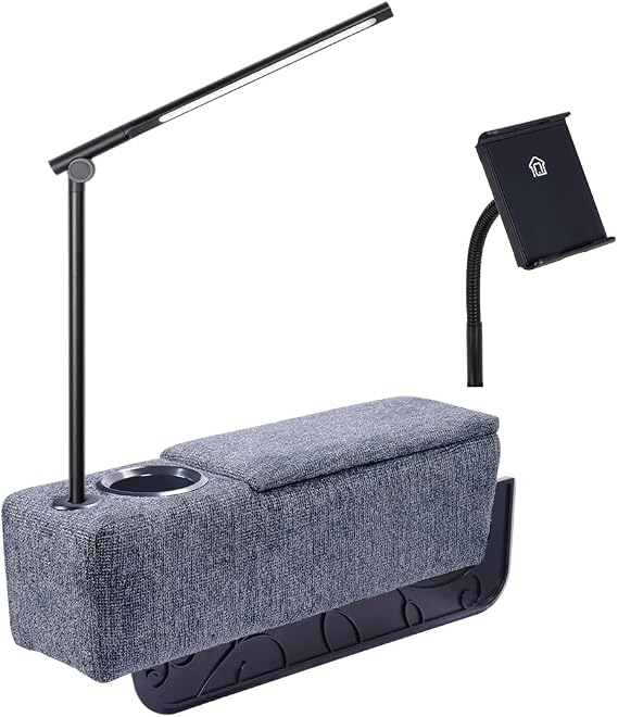 Sofa Armrest Tray with Cup Holder, Couch Armrest Console Couch Caddy with Storage, Multifunctional Removable Arm Rest for Couch, Drink Stand