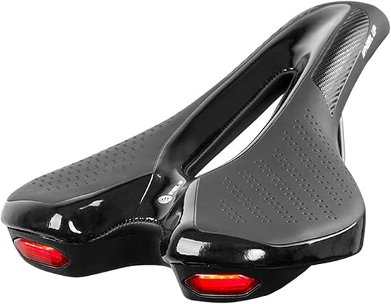 Lixada Bike Saddle Bicycle Soft Saddle with USB Charging Warning Taillight Breathable Seat Cushion for Mountain Bike Road Bike