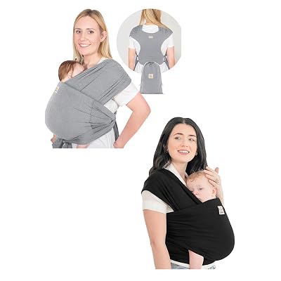 KeaBabies D-Lite Baby Wrap Carrier - Newborn to Toddler, Hands Free, Adjustable, Breathable, Grey, Cotton, Spandex, Machine Wash Cold