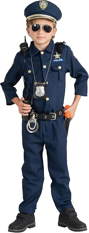 Dress Up America Police Costume for Kids Realistic Cop Uniform with Shirt, Pants, Hat & Accessories - Halloween Costume