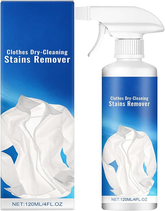 Stain Remover Spray - Clothing Cleaner Liquid, Fabric Spot Treatments | 120ml Gentle Fabric Solution, Dry Clean Style Detergent, Wool Silk Care Formula For Offices Shirts, Travel Bags, Women Dresses,