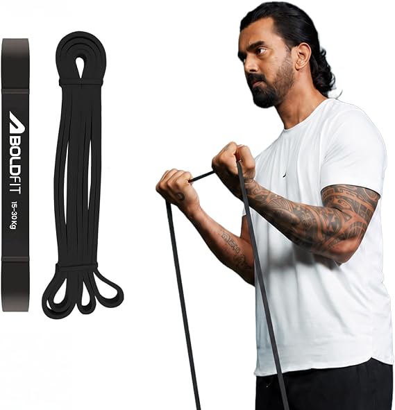 Boldfit Heavy Resistance Band for Workout & Exercise Pull Up, Stretching & Toning Bands for Men & Women Resistance Band Set for Home & Gym Workouts (Black, 1530 Kg)