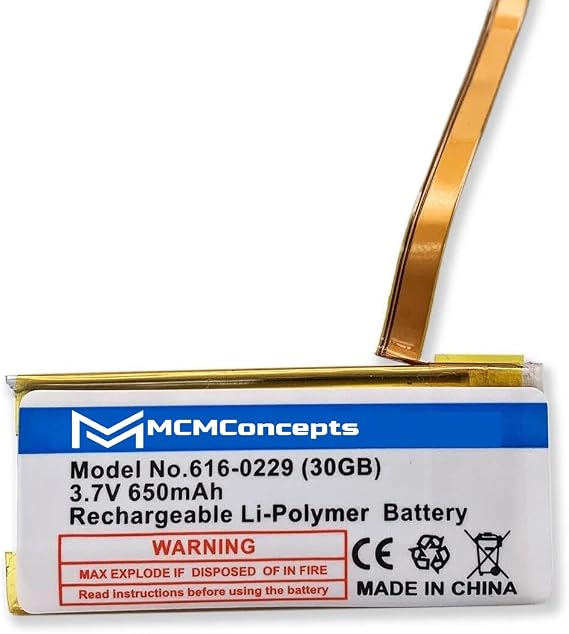 MCMConcepts Replacement Battery for Apple iPod Classic/Video 30GB 60GB 80GB 120GB 160GB