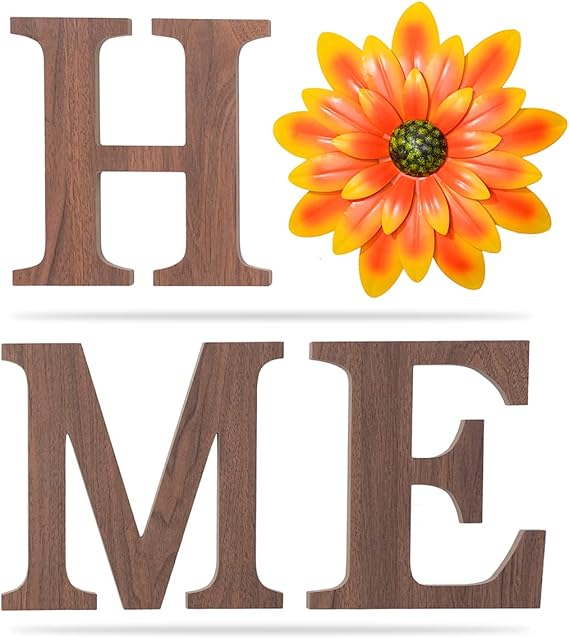 BSHAPPLUS Wood Home Sign for Wall Decor, Rustic Wooden Home Letters Decor for Living Room Kitchen Entryway Housewarming Gift