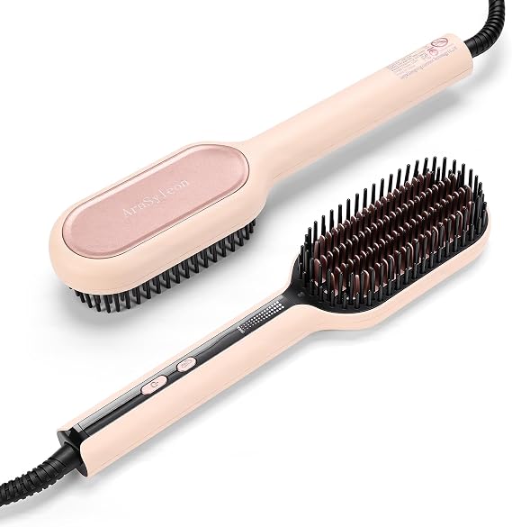 Hair Straightener Brush Negative Ionic Straightening Brush, Pink