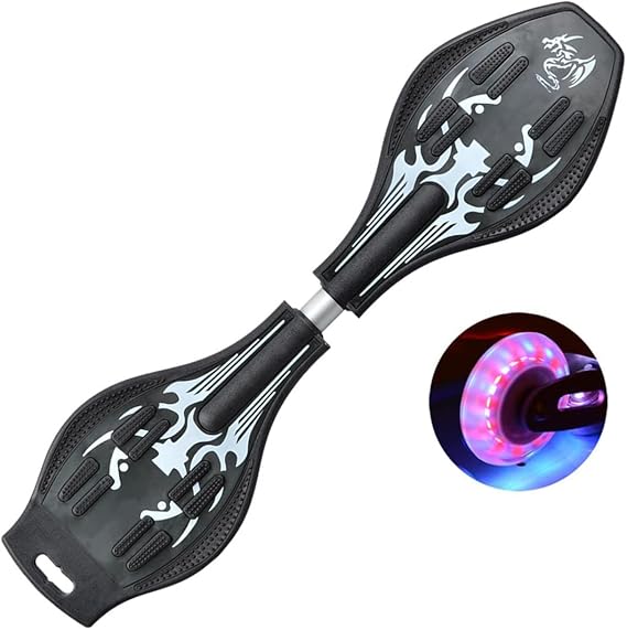 Waveboard Children Street Surfing Caster Torsion Skateboard Double Decks Casterboards for Wave/Surf Waveboard/Castor Board with Light Up Wheels for Kids/Teens
