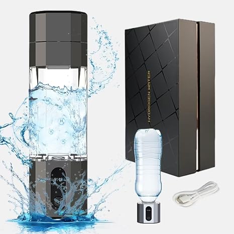 Hydrogen Water Bottle Generator - 10,000PPB/10ppm Portable Hydrogen Plastic 210ML Water Bottle Adaptor Advanced SPE/PEM Technology & 7 led Colors