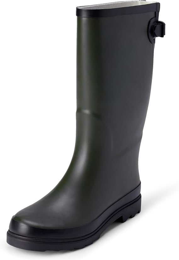 Amazon Essentials Women's Waterproof Tall Rain Boot with Adjustable Buckle