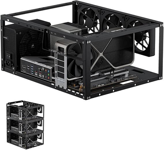 PC Test Bench,Open Air PC Case,Open Frame Computer Chassis, DIY Stackable Techbench Server Rack Mount PC Case for ATX MATX ETAX X79 X99 X10DRL-I X12DPI-N6 Micro ATX Motherboards