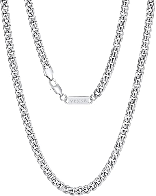 VEXXS Men's Gold Chain,18K Real Gold Filled Cuban Link Chains, 316L Stainless Steel Durable No Color Fading 3mm 4mm 6mm Mens Necklace Chain Urban Fashion Street Wear Gift for Men Women