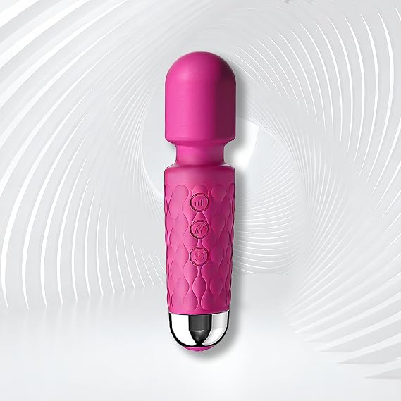 Mini Portable Cordless Massager- Handheld Back Massager-Massage Tools for Relieving Neck and Shoulder Pain, Whisper Quiet- Waterproof,8-speeds & 20-Modes Multi-Settings Available (Rose Red)