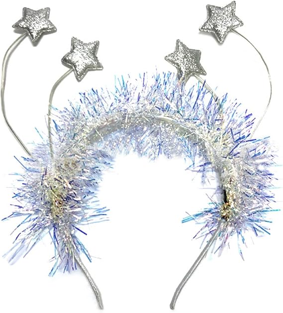 Soochat Happy New Year Headband New Year Headband with Star Boppers and Tinsel - New Years Eve Party Decorations