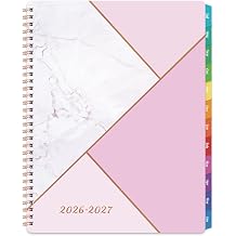 Planner 2026-2027 - Academic Planner 2026-2027, Jul. 2026 - June. 2027, 8" x 10", Planner Weekly and Monthly with Tabs, Planners 2026, 12 Month Calendar with Colourful Tabs, Twin-Wire Binding - Pink Marble