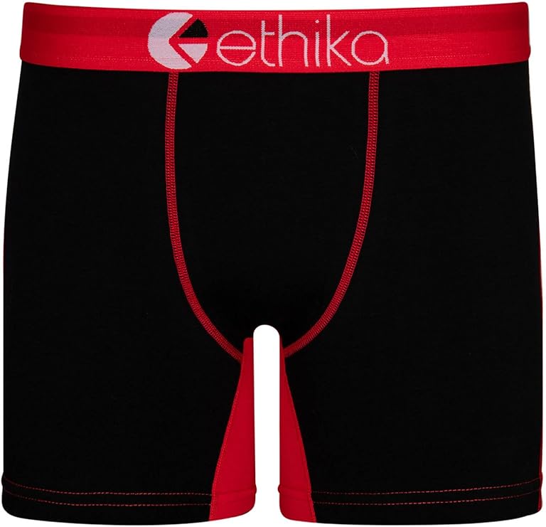 Ethika Men's Mid Boxer Brief, Red OG - Contrast(BKR,L)