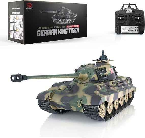 Heng Long US in Stock 2.4G 1/16 Tk7.0 Plastic RTR RC Tank Toys - German King Tiger - Shooting BB