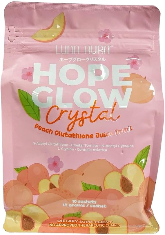 10 Sachets Luna Aura Hope Glow Crystal Peach Glutathione Juice Drink