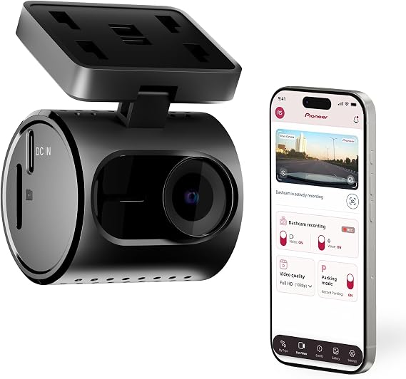 Pioneer VREC-H120SC Compact Front Dash Camera with Impact Detection | Discreet Dash Cam for Cars with 1.5K Resolution, 120 Degree Wide Angle, Built-In Wifi, Companion App, USB-C Easy Install