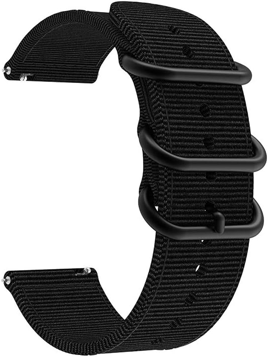22mm Nylon Watch Bands Compatible for Fossil Gen 6/5E 44mm/Men's Gen 5 LTE Carlyle Garrett/Gen 4 Explorist HR/Women's Gen 5 Julianna, Quick Released Fine Woven Nylon Watch Strap, Black