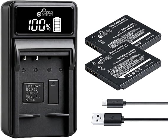 Pickle Power DMW-BCK7 DMW-BCK7PP DMW-BCK7E NCA-YN101G Battery and LED USB Charger for Panasonic Lumix DMC-FP5, DMC-FP7,DMC-FH2, DMC-FH5, DMC-FH24, DMC-FH25,DMC-FS16 and More