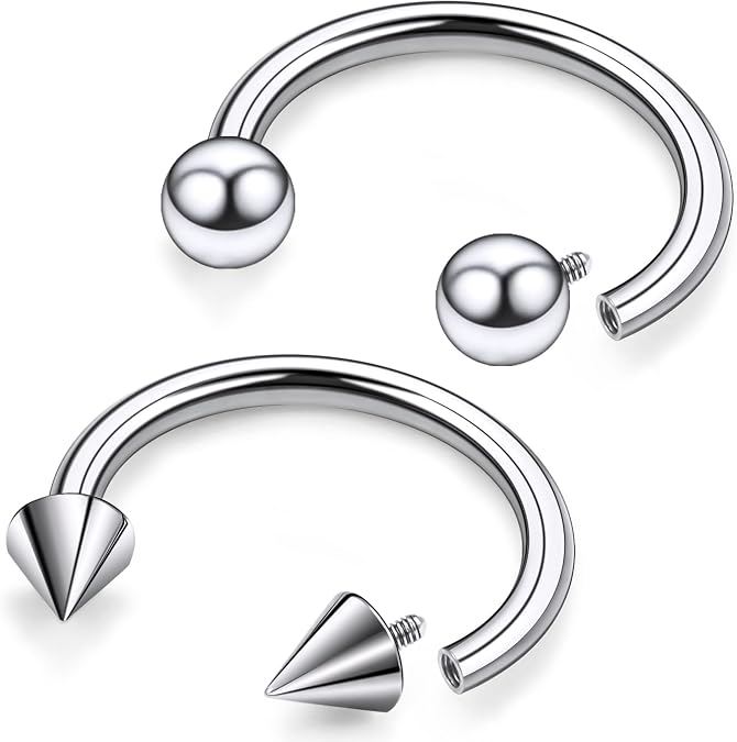 F136 Titanium 20/18/16/14/12/8/4/2g Septum Nose Rings Gauge Earrings Lip Rings Prince Albert Jewelry Internally Threaded Horseshoe Hoop Piercings