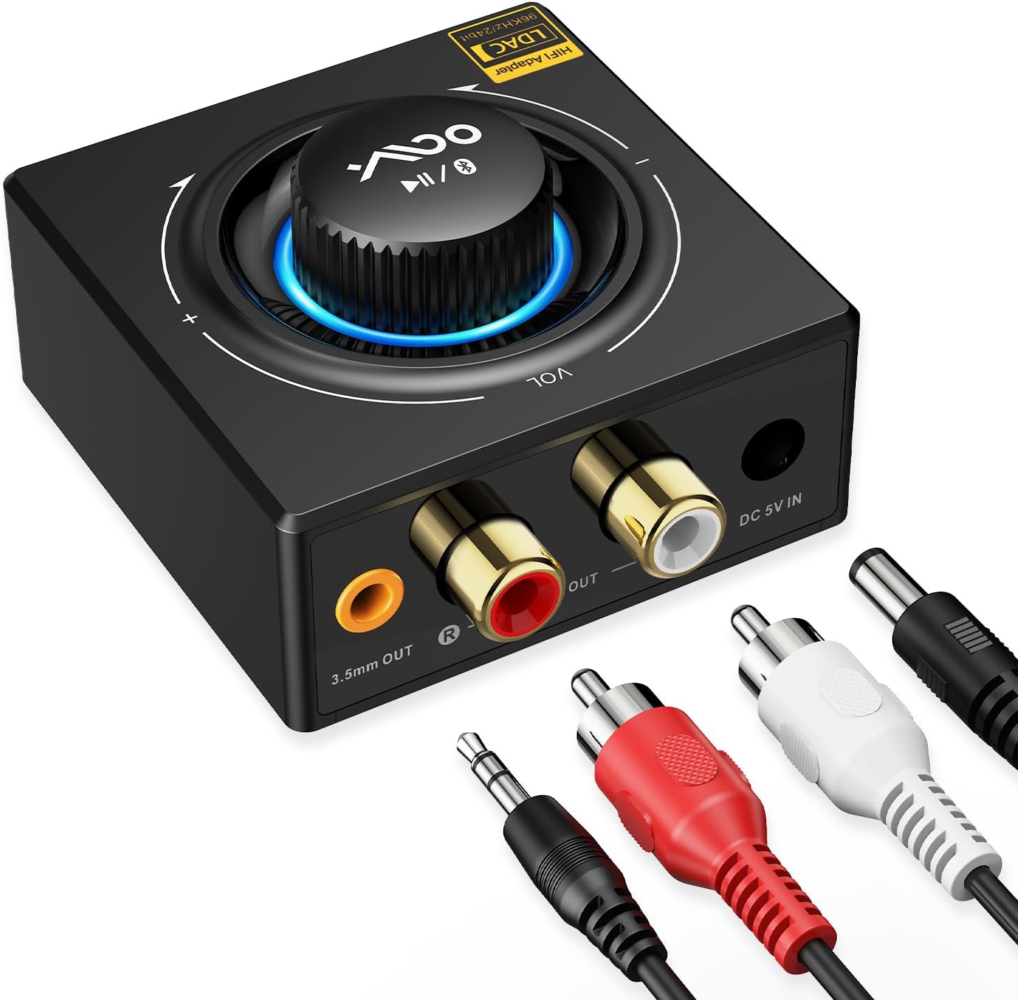 YMOO B06T3 LDAC Bluetooth Receiver for Stereo Aptx Bluetooth Adapter HiFi Low Latency (<40ms) RCA and 3.5 mm Music Transmission from Mobile Phone/Tablet/Laptop/MacBook