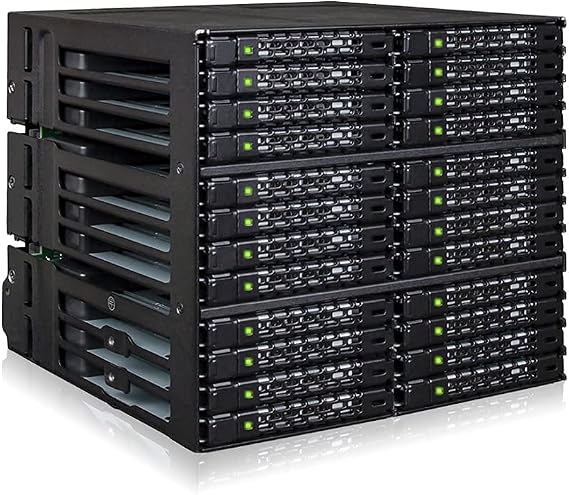 ICY DOCK Rugged 24 x 2.5 SAS/SATA HDD/SSD Mobile Rack Enclosure for 3 x 5.25 Bay (6 x Mini-SAS HD) | ToughArmor MB924IP-B