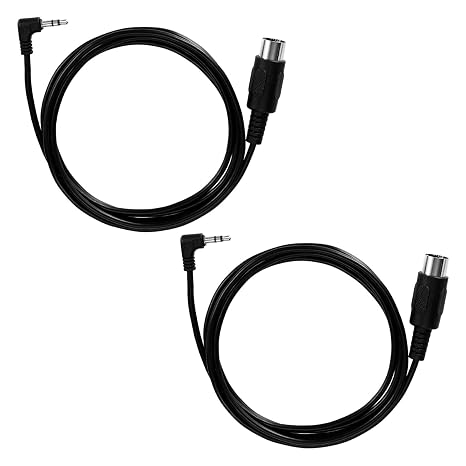 2pcs Type A 3.5mm/0.14in TRS to Male 5-Pin DIN MIDI Cable Adapter | 1.5m/59in Long TRS to Multi-Directional 5 Pin MIDI Jack Cable Cord for Keyboards Synths & DAWs, Black