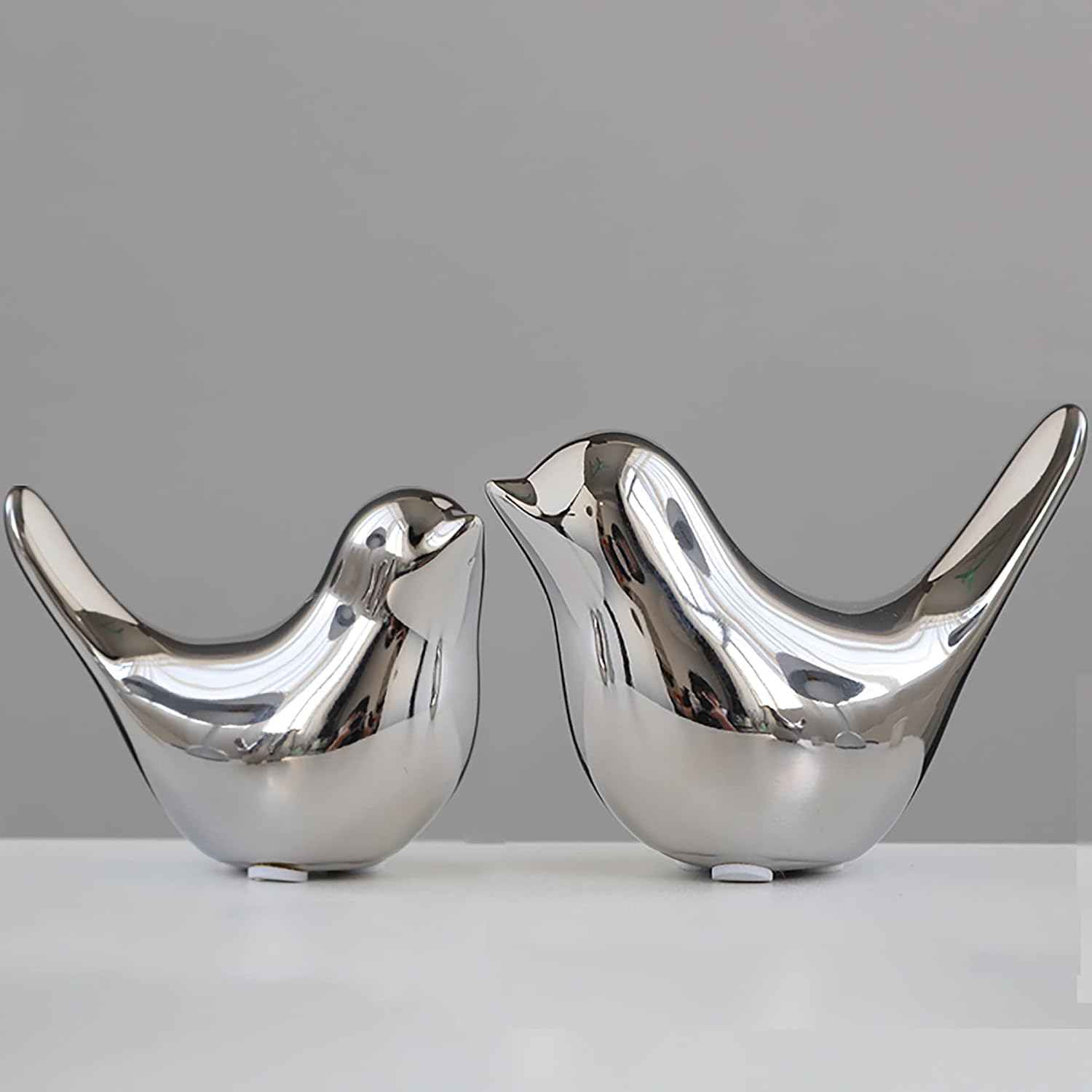FANTESTICRYAN Bird Statue Gold Home Decoration Modern Style Figurine Decorative Ornament for Living Room, Bedroom, Office Desktop and Cabinet M&L, Silver