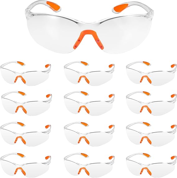 Goggles Safety Glasses for Work 12PCS Clear Safety Glasses, Eye Protection-Glasses, Lab Goggles Safetys Eyeglasses OverGlassess Eyewear Safetys OcularGoggles for Work Construction Laboratory Chemistry
