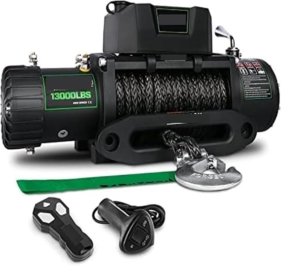 Winch 13000lb. Winch Kit Synthetic Rope,12V Waterproof Winch With Wireless Handheld Remote And Corded Control,for Truck SUV(13000 lb.)