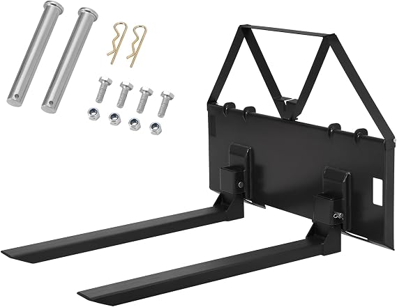 46" Heavy-Duty Tractor Pallet Forks, 3200 Lbs Capacity, Quick Attach Bucket Forks with Hitch Ball, Universal Skid Steer Attachment for Farms, Warehouses, and Construction Sites, Durable Black Finish
