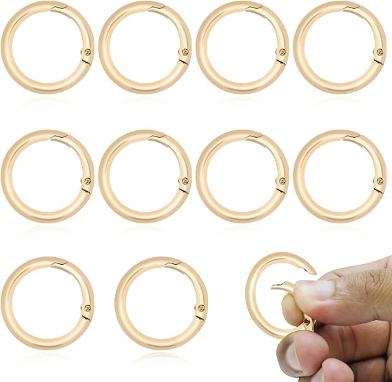 10 Pcs Key Ring Clip, 1 Inch Light Gold Keychain Rings, Snap Clip Trigger Spring Keyrings Buckle for Replacement Purse Ring Hardware, DIY Accessories Spring Ring,Car Keyrings Attachment