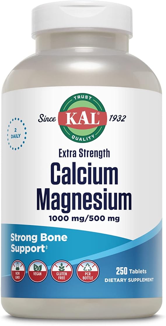 KAL Extra Strength Calcium Magnesium Supplement for Women, 250 Tablets