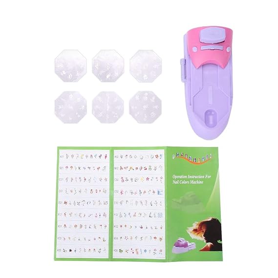 Filfeel Nail Art Pattern Printer, DIY Stamper Manicure Printing Machine Printers Tool Set (1*Main Machine + 6*Pcs of Stainless Steel printed Templates + 1*User Manual )