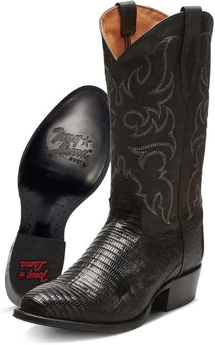 Tony Lama Men's Nacogdoches 13" Teju Lizard Western Boot - 1911 Collection, Full Grain Leather, Cushion Insole, Round Toe